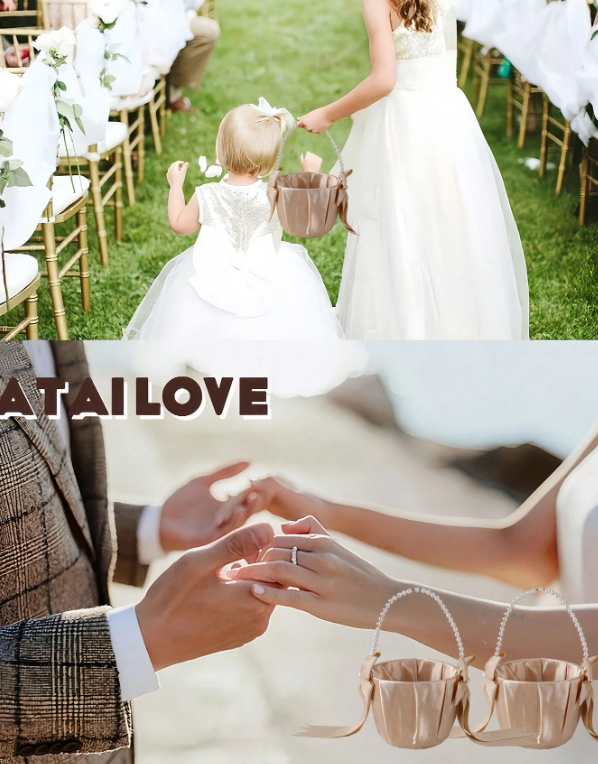 Bow Pearl Wedding Flower Basket