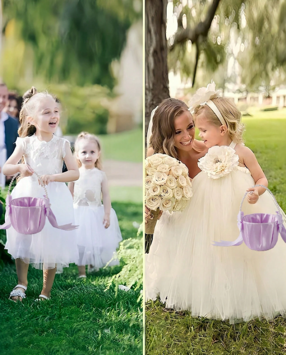 Bow Pearl Wedding Flower Basket