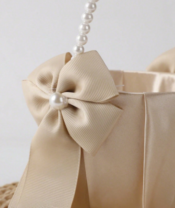 Bow Pearl Wedding Flower Basket