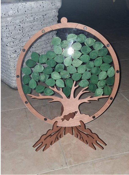 Rustic Wooden Wedding Guest Book Signing Tree With 55 Green Leaves