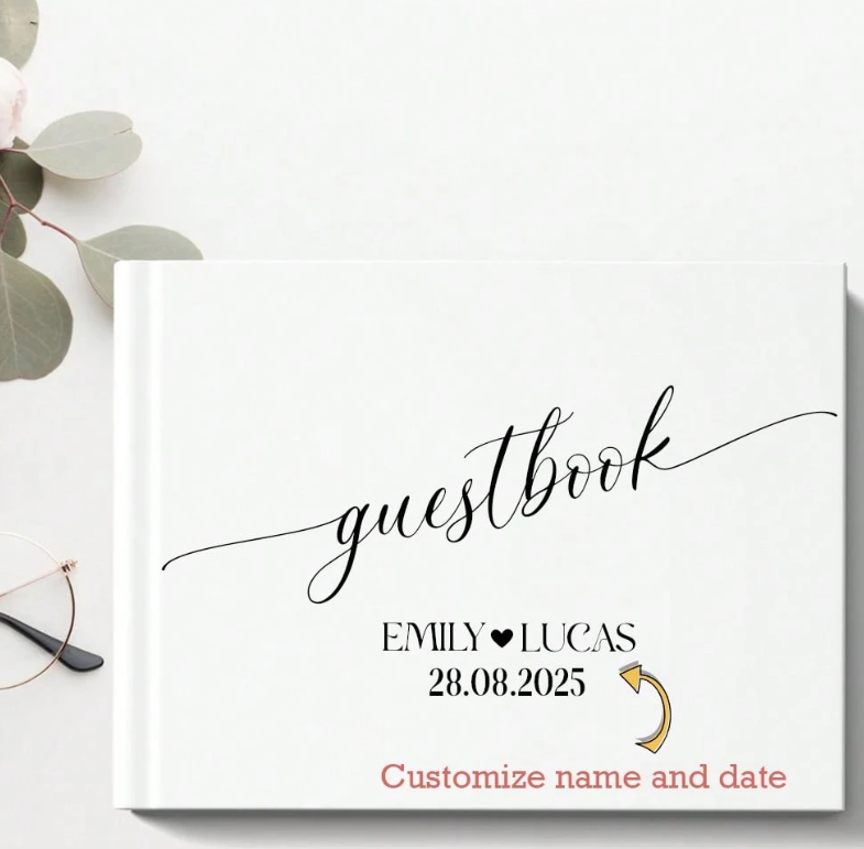 Personalized White Wedding Guest Book