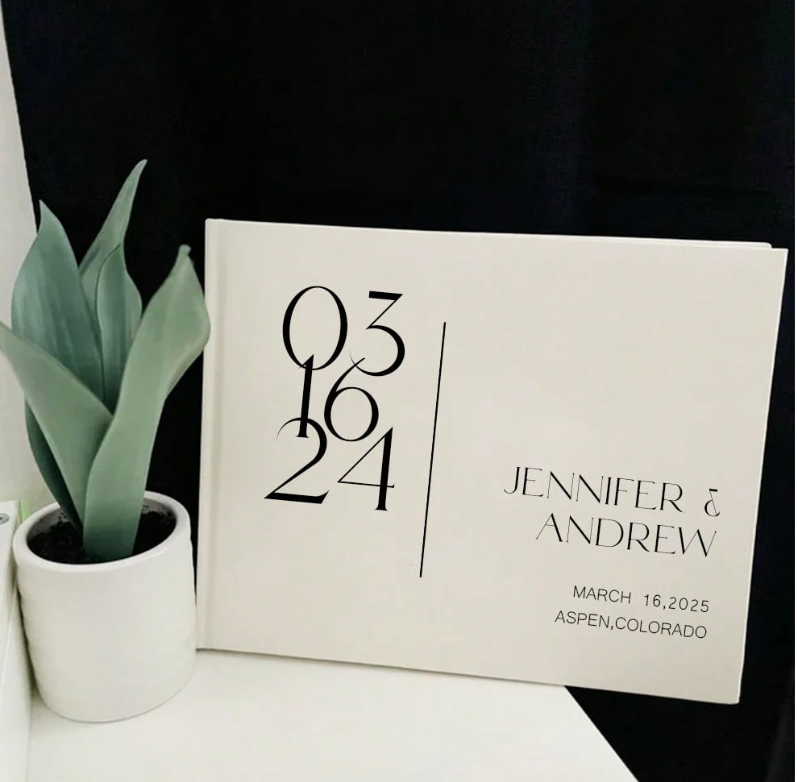 Personalized White Wedding Guest Book
