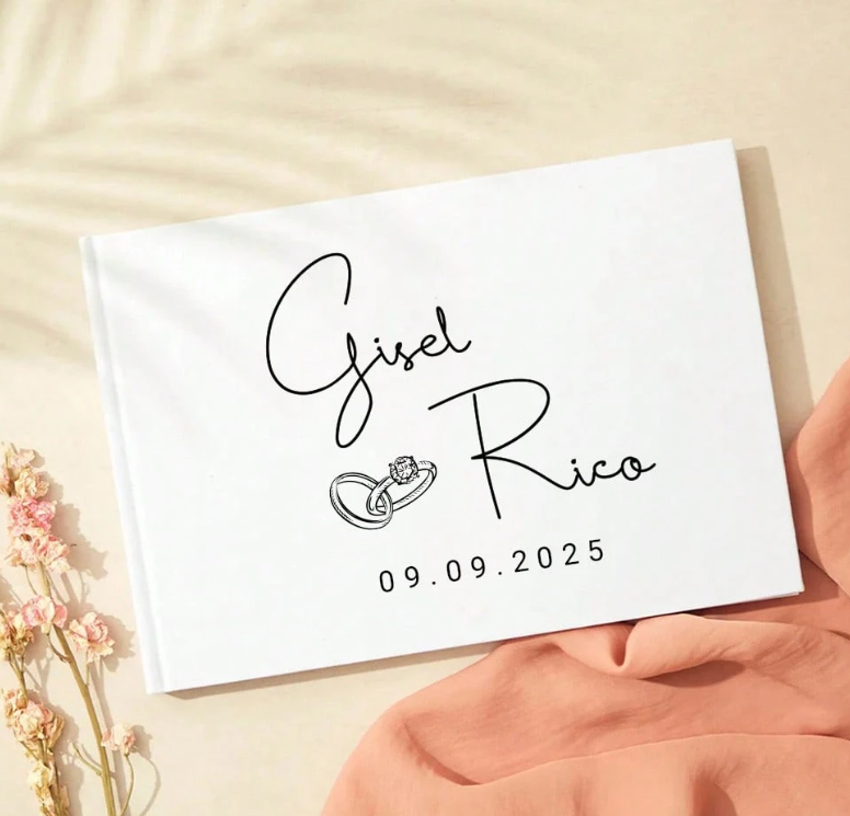 Personalized White Wedding Guest Book