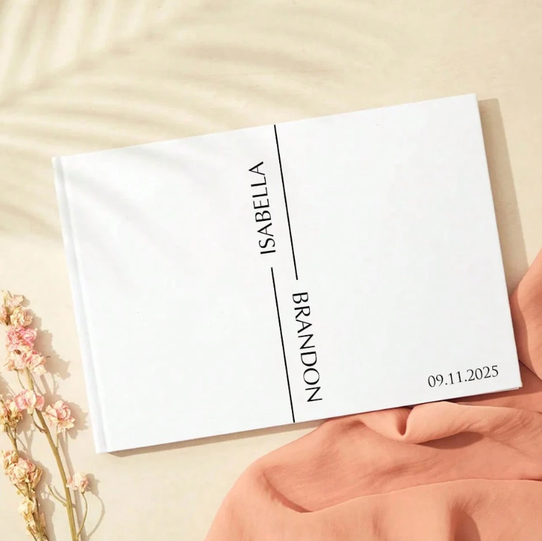 Personalized White Wedding Guest Book