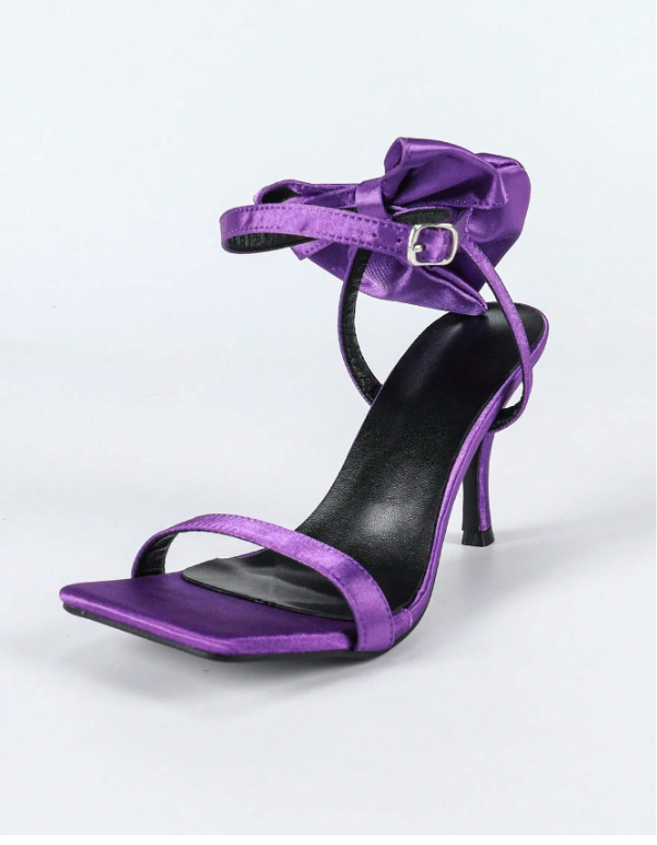 Purple Square Toe High Heel Sandals