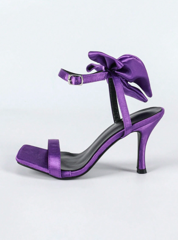 Purple Square Toe High Heel Sandals