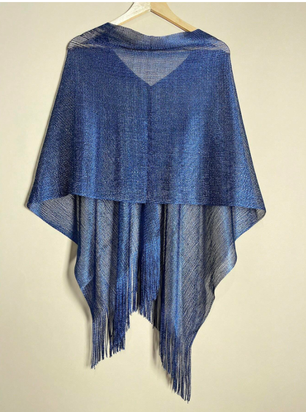 Elegant Poncho Shawl Navy