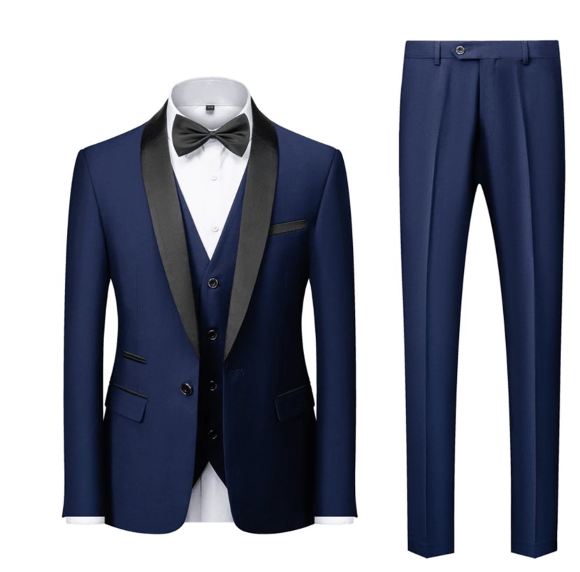 Men Slim 3 Pieces Tuxedo Prom Suit Navy