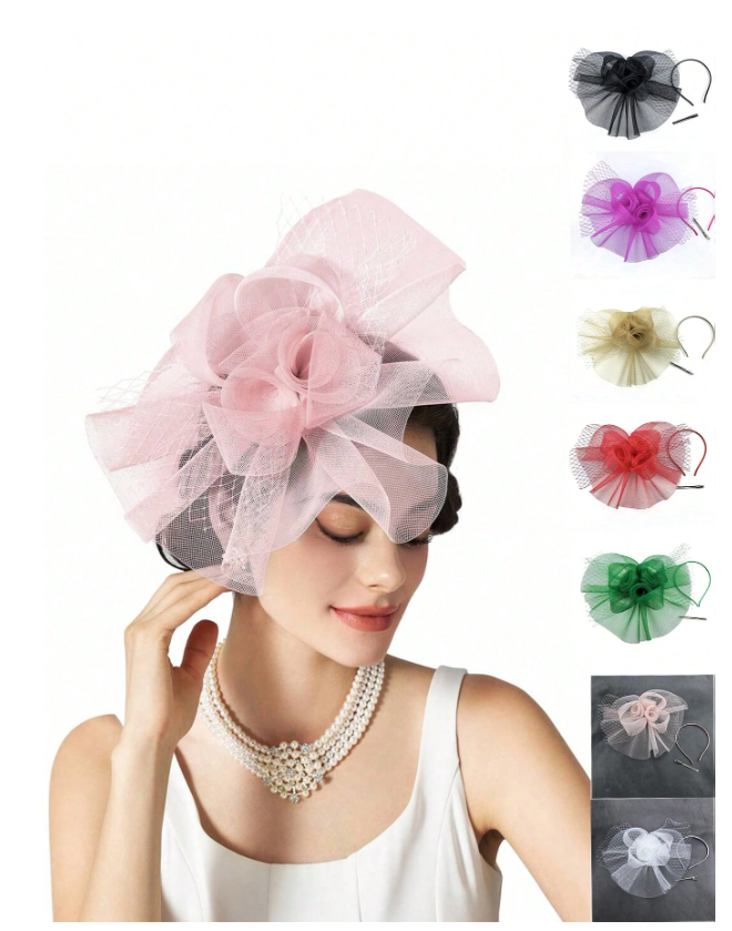 Tea Party Fascinator Black Wedding Mesh Hat