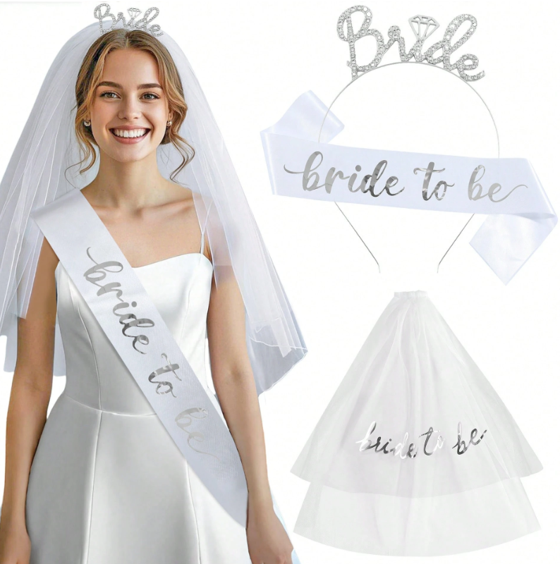 Bachelorette Party Bridal Veil Headband Set