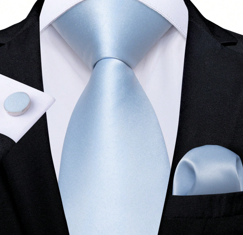 Groomsman Tie And Pocket Square Set Light Blue