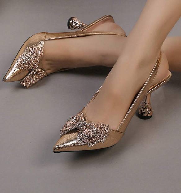 Pointed Toe Stiletto Heels With Pyramid Heels