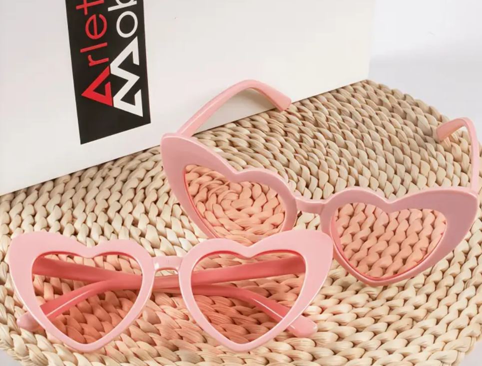 7 pairs Heart Shaped Glasses For Wedding Team - Pink