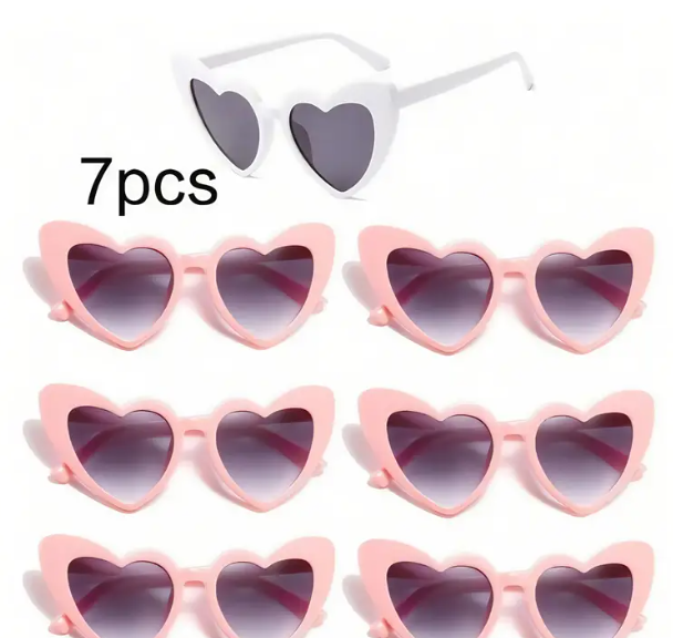 7 pairs Heart Shaped Glasses For Wedding Team - Pink