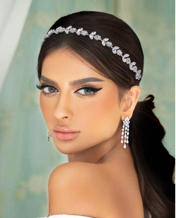 Bridal Alloy Headband With Organza Fabric