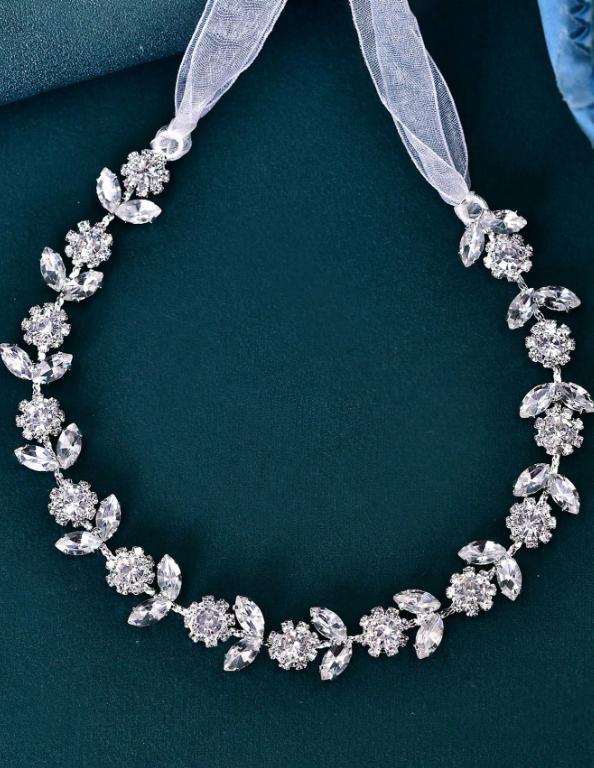 Bridal Alloy Headband With Organza Fabric