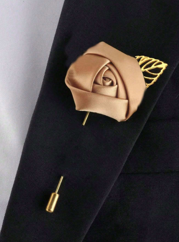Champagne Rose Single Needle Boutonniere