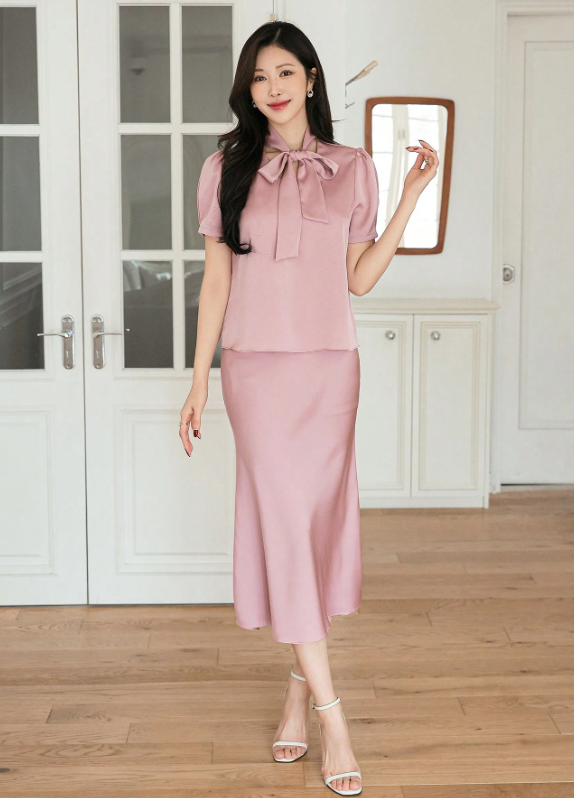 DAZY 2pcs/Set Puff Sleeve Blouse And Skirt