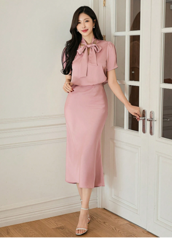 DAZY 2pcs/Set Puff Sleeve Blouse And Skirt