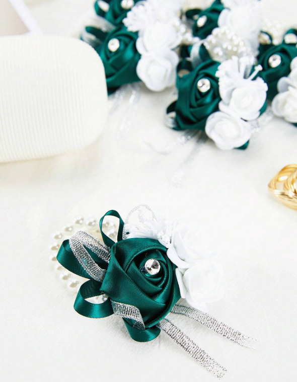 Bridesmaid Wrist Corsage With Faux Flowers