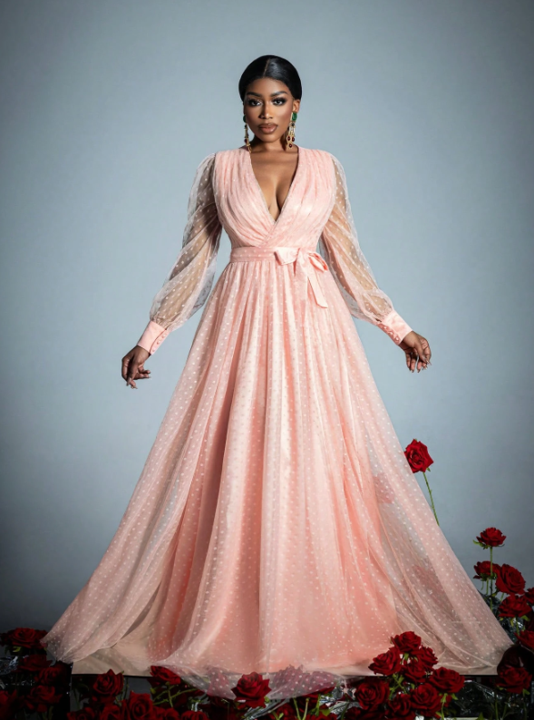 Elegant V-Neck Prom Evening Dress