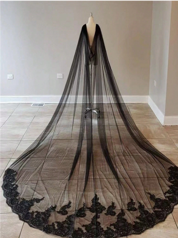 European Style Lace Long Train Bridal Shawl