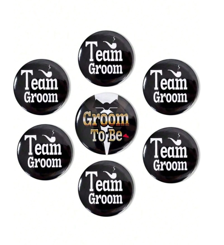 6pcs/Set Wedding Groom Team Badges