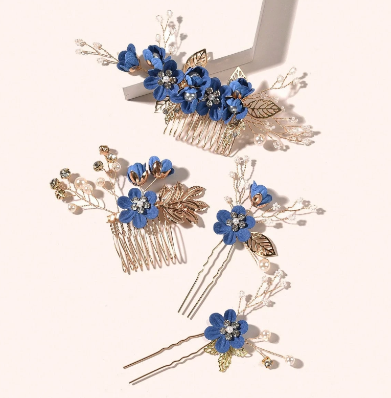 Rhinestone & Flower Decor Hair Clip