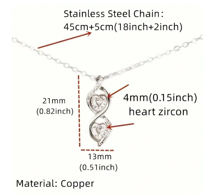 Mother of Groom Interlocking Infinity Double Heart Necklace