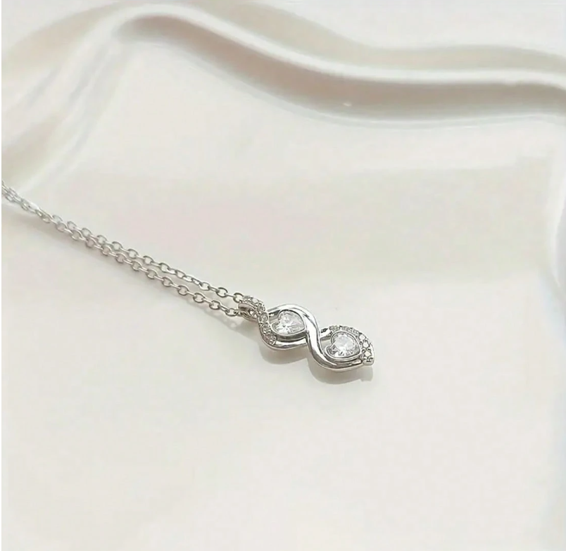 Mother of Groom Interlocking Infinity Double Heart Necklace
