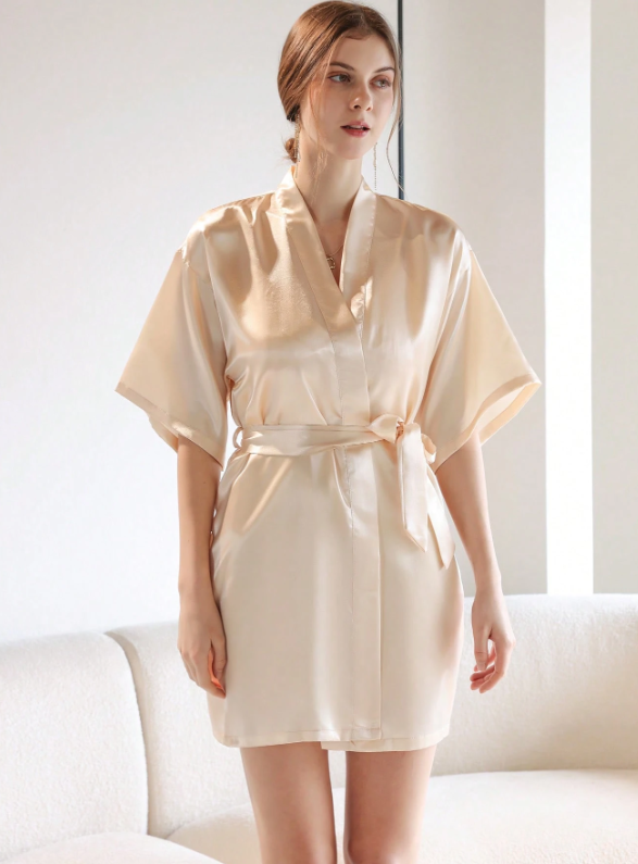 Champaigne Belted Satin Bridesmaid Robe Preorder