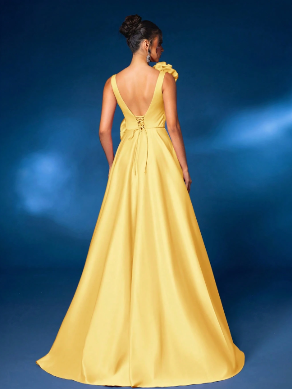 Satin Gathered A-Line Dress Dress