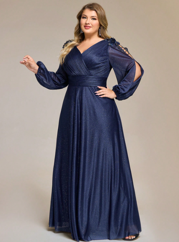 Glitter Embroidered Applique Wedding Guest Dress