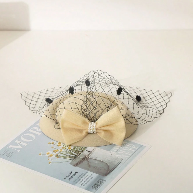 Retro Style Bow Headwear Fascinator Beige