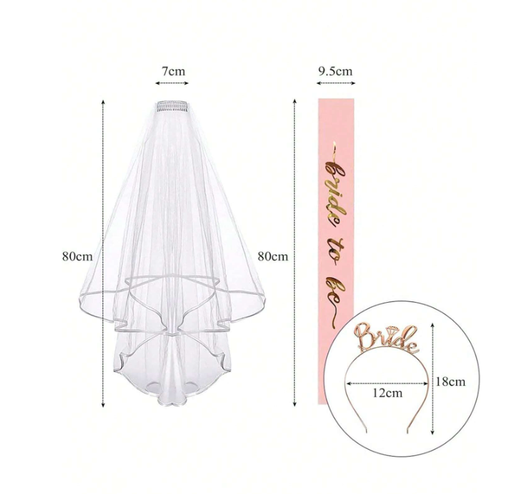 Bride To Be Sash , Veil & Tiara Set