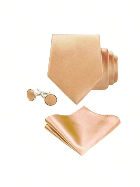 8cm Champagne Tie Set Groomsman