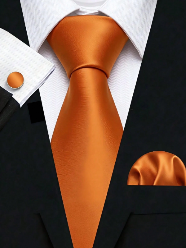 Groomsmen Solid Color Wedding Tie Dark Orange
