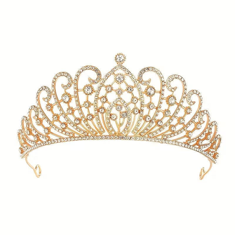 Luxury Crystal Wedding Tiara Gold
