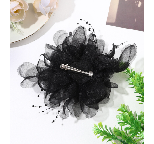 Ladies' Black Mesh Flower Clip