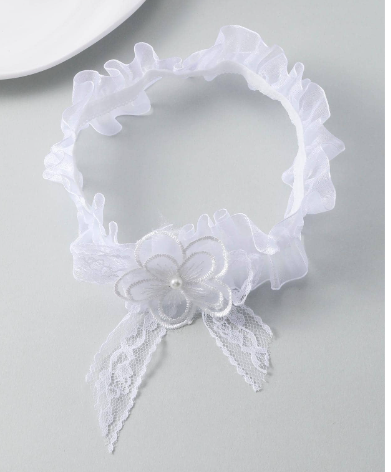 Faux Pearl & Flower Decor Bridal Garter