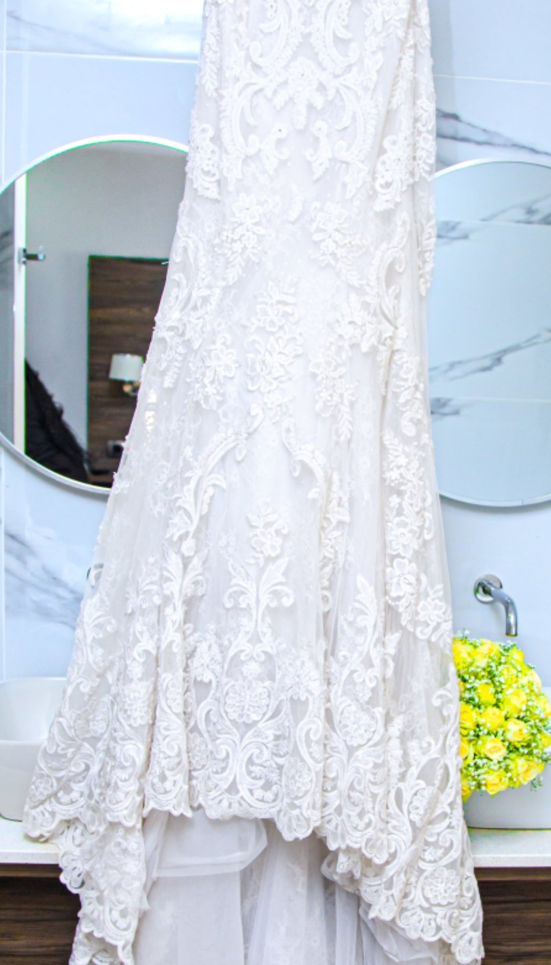 Off-White Beaded Mermaid Wedding Dress | Bequest Brides