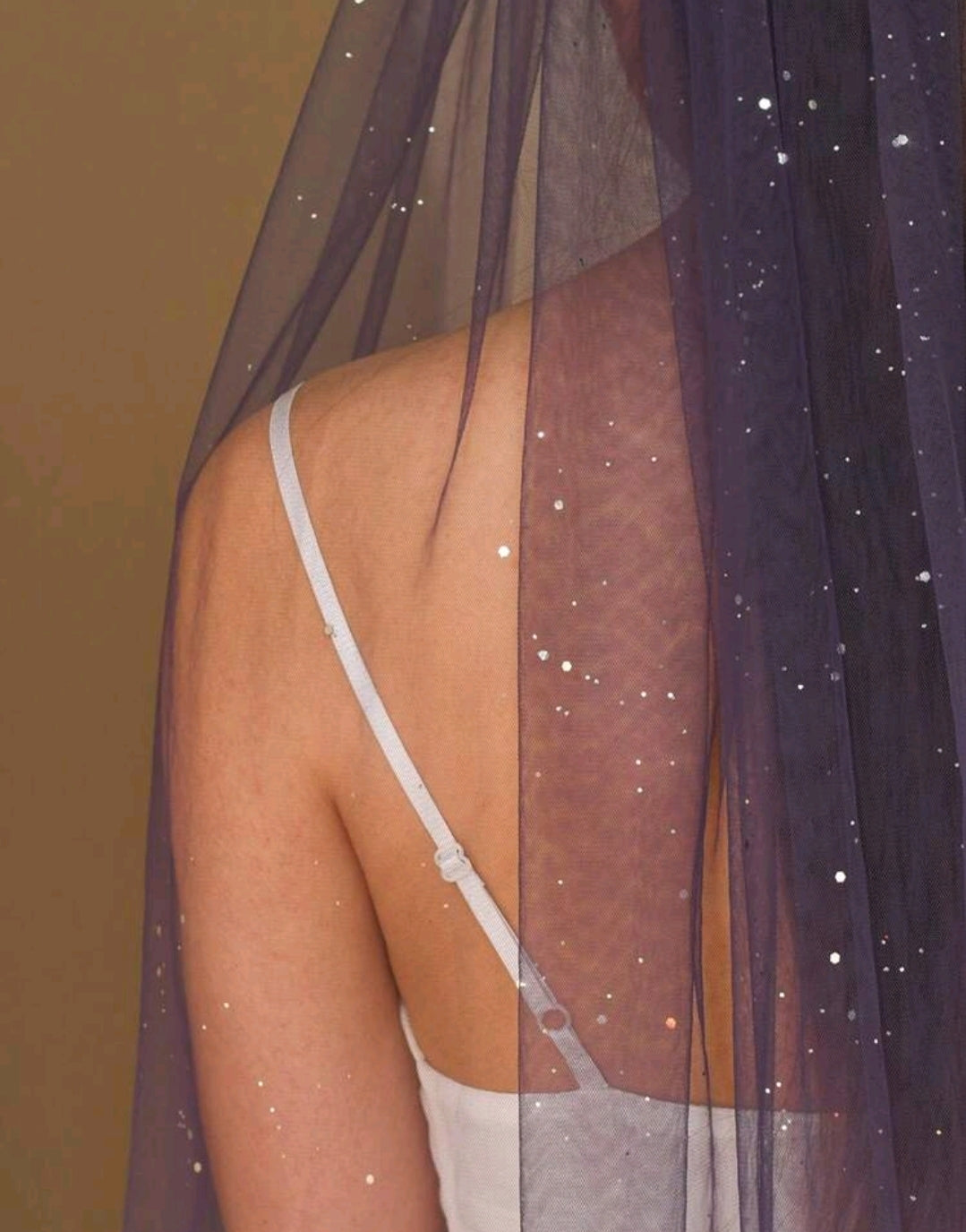 Glitter Navy Bridal Veil