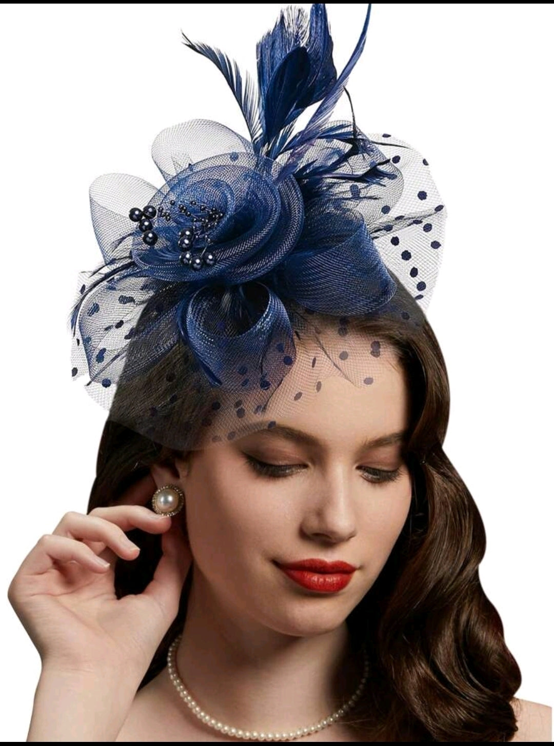 Wedding Fascinator Flower Decor Navy