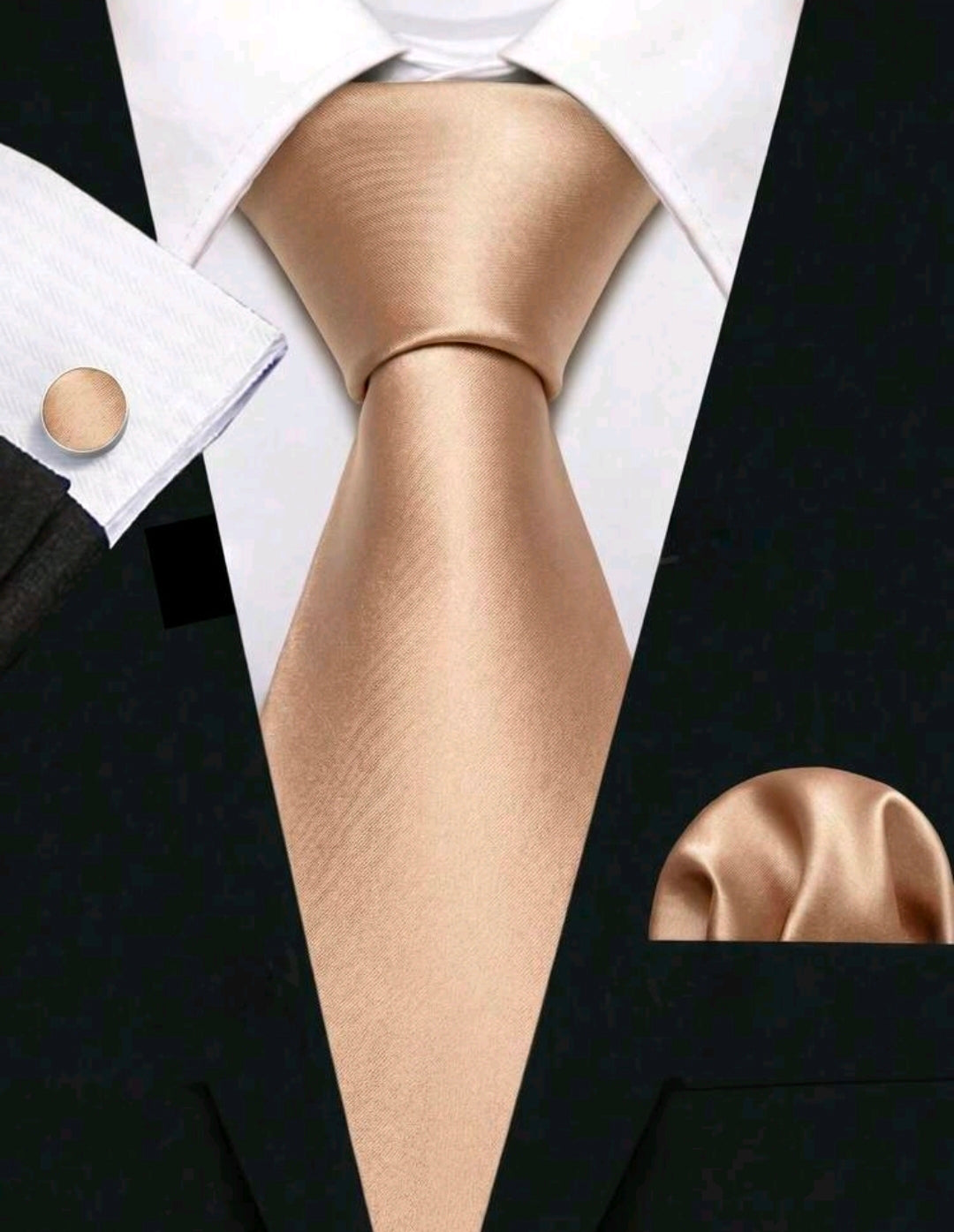Tie And Pocket Square Set Champagne