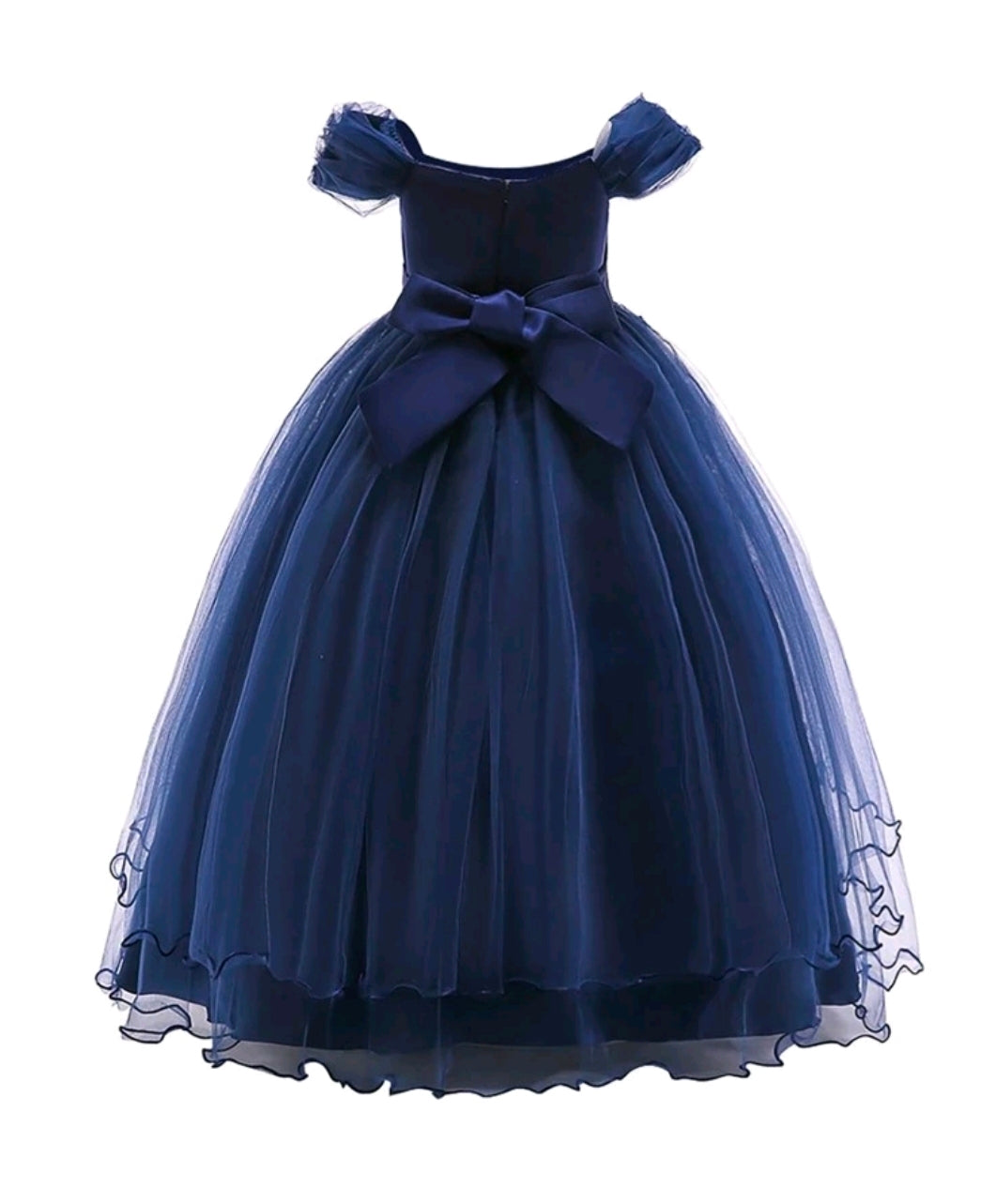 Tween Girl Ruffled Bowknot Decor Tulle Princess Dress