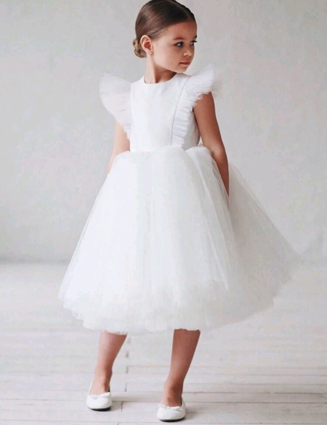 Tween Girls Elegant Tulle Dress White