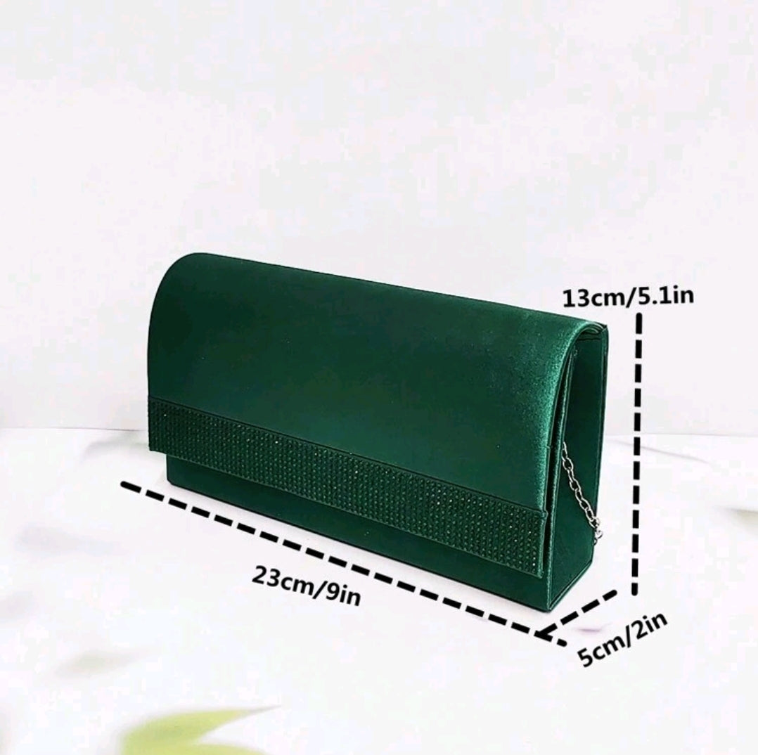 Faux Silk Flip Cover Sparkling Rhinestone Clutch