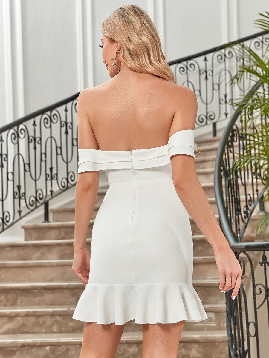Off Shoulder Above Knee Cocktail Dress