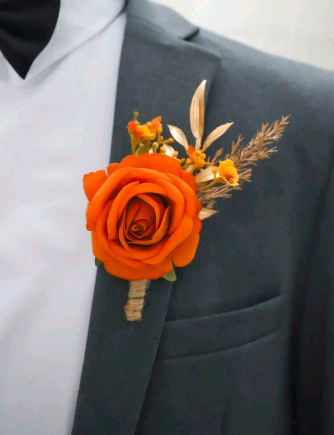 Orange Rose Pin Flower Boutonniere