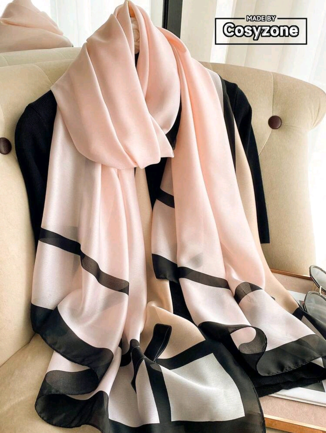 Shiny Satin Printed Long Scarf